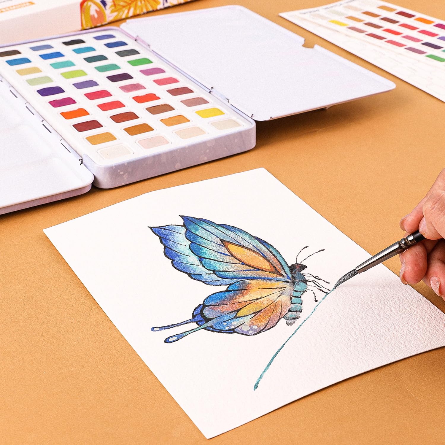 Grabie Metallic Watercolor Paint Set - 40 Rich Shimmering Powder, Versatile tin package, Art Supplies, Great Pairing of Painting Embellishments