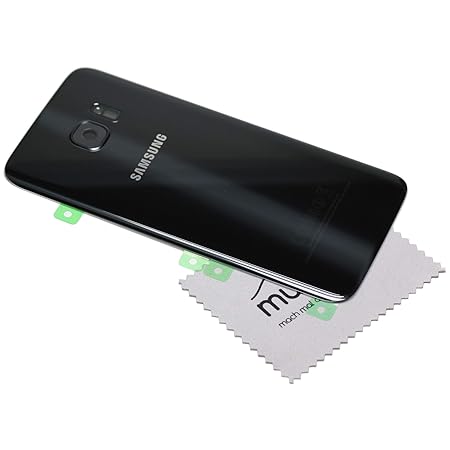 Akkudeckel für Original Samsung für Samsung Galaxy S7 Edge (G935F) schwarz Akkufachdeckel Back Cover mit mungoo Displayputztu