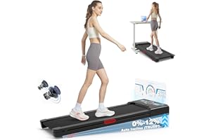 TRAILVIBER Walking Pad Treadmill with 12% 9-Level Auto Incline, 450 lbs Capacity RGB LED Screen, Bluetooth Speaker Under Desk Treadmill, Compact Treadmills for Home Hiking
