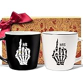 Mr and Mrs Skeleton Hand Coffee Mugs Set of 2 for couples, Skull Weddings Engagement Mug Gifts for mr and mrs, Couples, wedding Registry mugs gifts for Her Him, Newlyweds, Bride & Groom mug-34