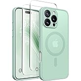 CAPRARO Magnetic Compatible with iPhone 16 Pro Case, Upgraded [Full Camera Protection] [Compatible with MagSafe] Protective Translucent Matte Women Girl Phone Case Cover, Mint Green