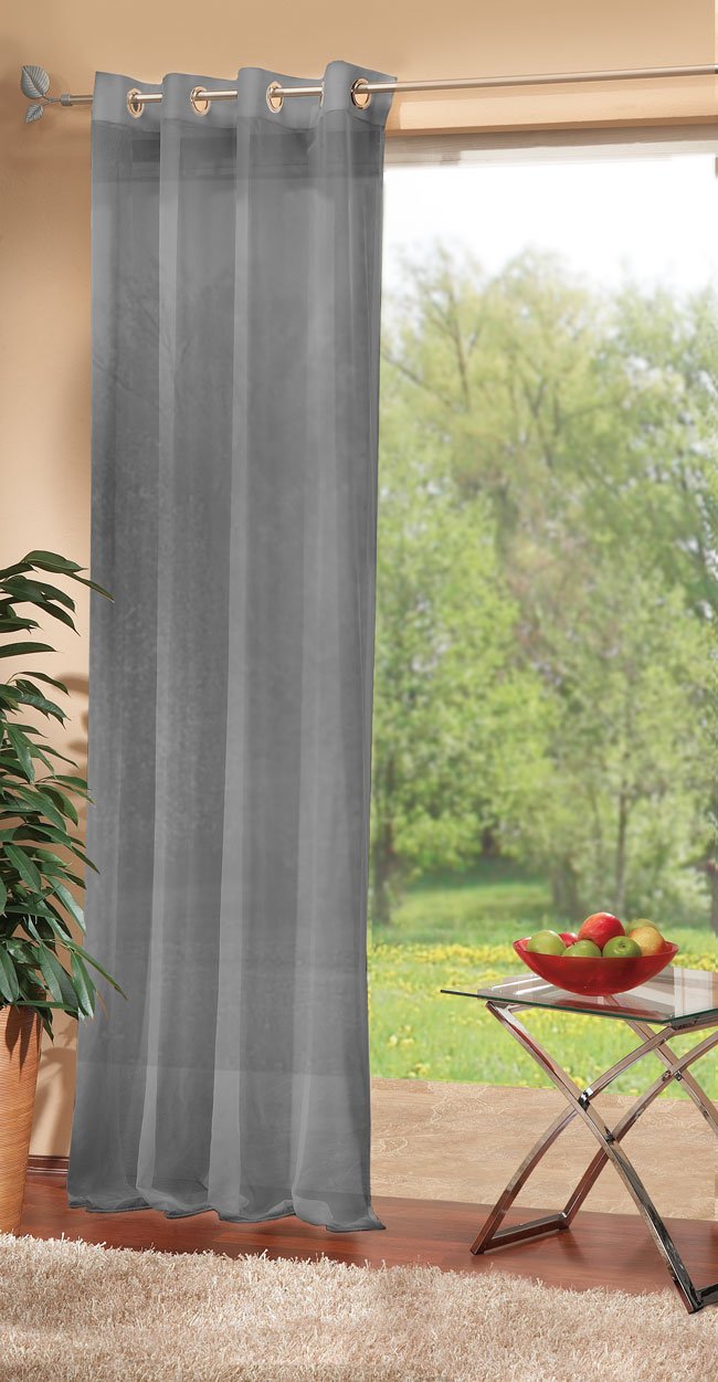 Gardinenbox Transparent Plain Lead Tape Scarf, 100% polyester, Grey, HxB 175x140 cm