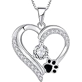 STARCHENIE Puppy Dog Necklace 925 Sterling Silver Love Heart Pendant Cat Pet Paw Print Jewelry for Women