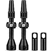 BWSHLF Tubeless Presta Valve Stem 40/44/55/60/65/80/100 mm, Super Light Alloy Presta Valve Stem Kit with Valve Core Remover Tool and Valve Stem Caps - Multiple Color and Size Options(Pair)