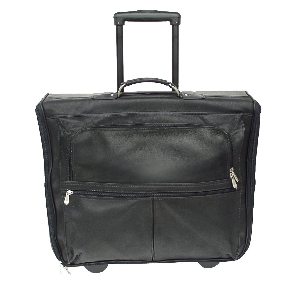 Piel Leather Traveler Garment Bag on Wheels in Black Jetstream Cat