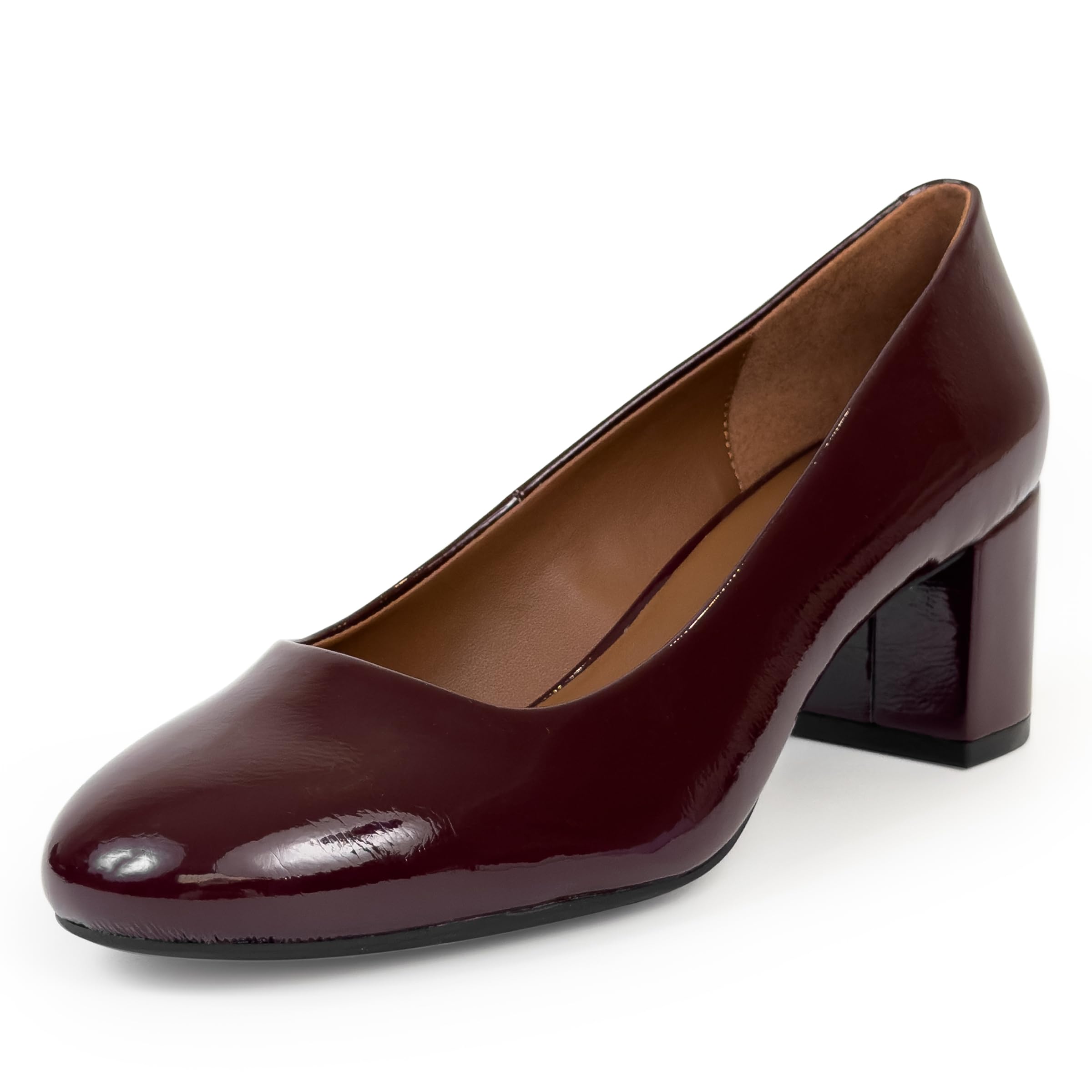 Aerosoles Women’s EBEL Pump, Merlot Crinkle Patent Faux Leather, 9W