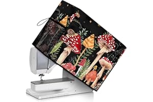Psesaysky Mushroom Sewing Machine Cover Lightweight Waterproof Sewing Machine Cover with Elastic Port and Pockets Easy Cleaning Easy Storage Dust Protection