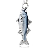 DANFORTH Striped Bass Fish Keychain, Bass Fishing Keychain for the Ultimate Bass Enthusiast and Avid Fisherman, Best Fisherman Gifts, Made in the USA, Handcrafted Pewter, 2 1/2" Long