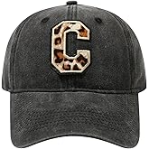Qkxbxk Black Baseball Cap for Women with Heart Letter Leopard Trucker Hat,Vintage Distressed Adjustable Fit Dad Hat