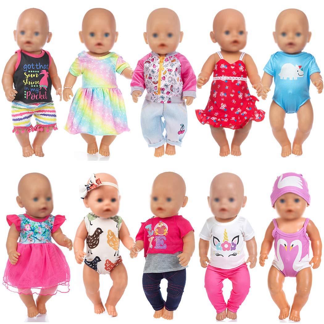 ebuddy 10 Sets of Doll Clothes Accessories Including Bikini, Dress, Outfits for 43 cm / 17 Inch Newborn Baby Dolls (No Doll)