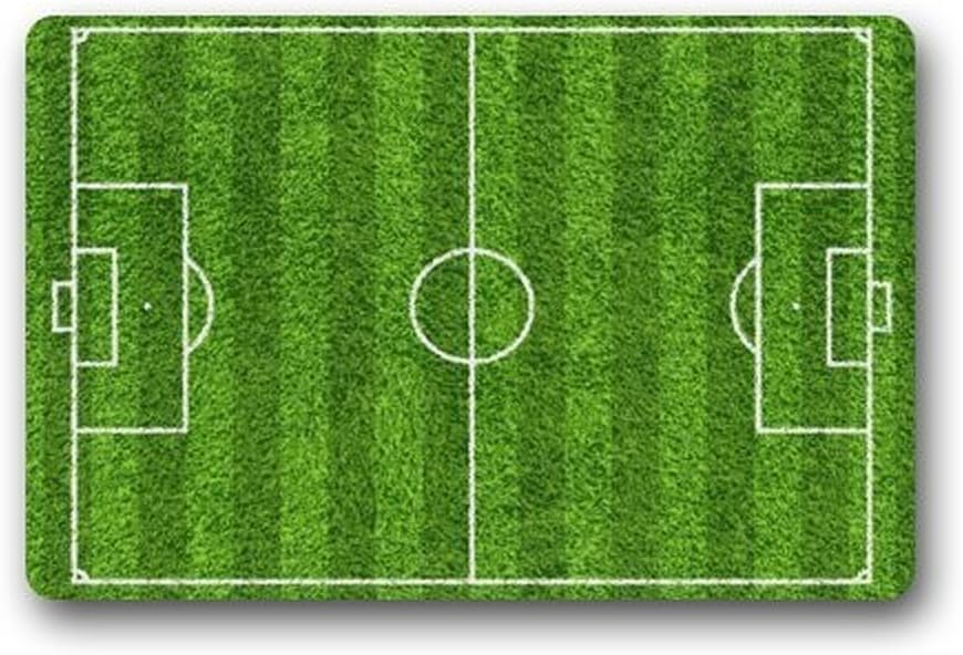 JackieTD Doormat Cover Rug Outdoor Indoor Floor Mats Non-Slip Machine Washable Decor Bathroom Mats Soccer Green Football,18"x30"