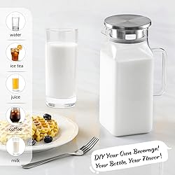 40 oz,1.2Liter Square Glass Pitcher with Lid and