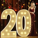 Marquee Numbers 4 Feet Tall Large Light Up Numbers 20th Birthday Decorations Big Yellow Light Outdoor Anniversary Decorations Balloon Arch Kit Party Backdrop 20