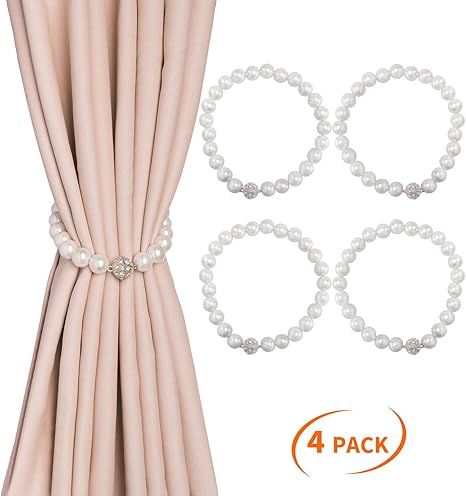 dofulay 4 alzapanos magneticos para cortina estilo perla para ventanas con cierre de rosca para cortinas grandes anchas o gruesas 16 0 in