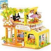 OQMI Bakery &amp; Caf&eacute; Flower House Mini Building Block Set for Adult | City Coffee Shop Street View Model Kit, No Compatible with Lego, Ideal Gift for Adults &amp; Boys Girls 14+