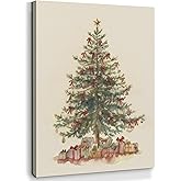 EGVQK Vintage Christmas Tree Canvas Wall Art, Rustic Winter Xmas Tree Canvas Pictures Wall Decor, Farmhouse Christmas Cozy Winter Hanging Walls Art Prints for Home Living Room Decorations, 11x14 inch