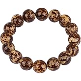 chiorgone Handmade Bodhi Seed Mala Bracelet Elastic Buddhist Prayer Beads for Meditation Yoga & Mantra Chanting - Natural Mahogany Obsidian Gemstone Jewelry Gift for Women/Men