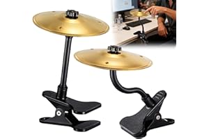 SUACOPZAR 2PCS Desktop Cymbal, Desk Symbol Drum, Easy Clip-On Mini Cymbals for Drumer Music Lovers, Relief Your Working & Studying Stress, Fun Desk Accessory for All Type of Desks, Easy Installations - Gold