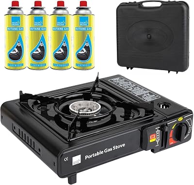 Taylor & Brown Black Portable Camping Stove EN417 with Case 4 Butane Gas