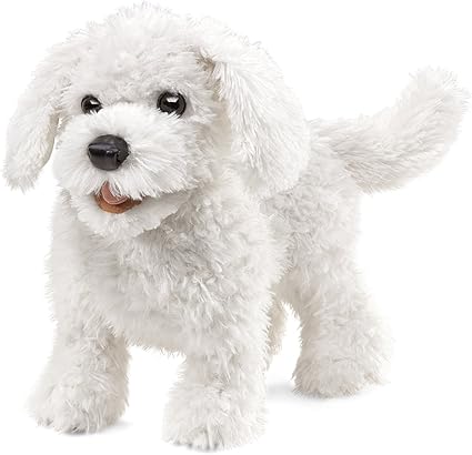 white dog puppet