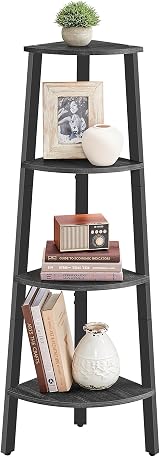 VASAGLE Corner Shelf Unit 4-Tier Ladder Shelf Charcoal Gray Black LLS034B22