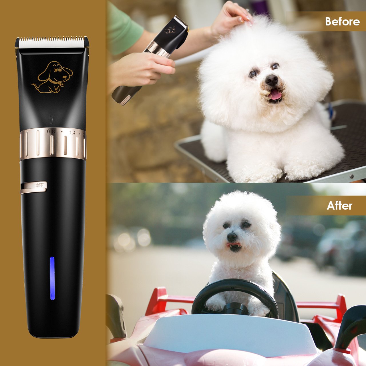 OMORC Professional Dog Clippers for Thick Coats, Quite Electric Pet