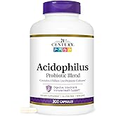 21st Century Acidophilus Probiotic Blend Capsules (300 Count), Daily Probiotic Supplement with Lactobacillus Acidophilus, Supports Digestive Health & Immune System, Non-GMO, Gluten-Free