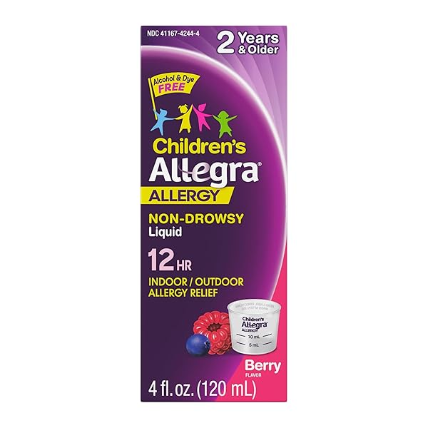 ALLEGRA CHILDREN’S 12-HOUR ALLERGY RELIEF LIQUID, NON-DROWSY INDOOR...
