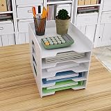 PUNCIA 5-Tier A4 Desk Paper Tray Organizer White Filing Holder view 3