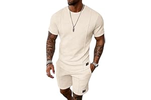 UOUA Men's Shorts Set Casual 2 Piece Outfits Summer Vacation Track Suits