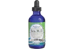 MINERAL RESOURCES INTERNATIONAL, INC. Anderson Sea M.D. Concentrated Trace Mineral Drops, Ionic Electrolyte Magnesium Supplement, Liquid Magnesium, Easy to Take, 4 fl oz, 60 Servings in Glass Bottle