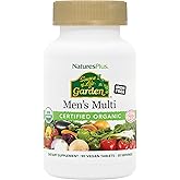 NaturesPlus Source of Life Garden Men’s Multivitamin - 90 Tablets - Supports Energy & Healthy Immune System - USDA Certified Organic, Non-GMO, Vegan, Gluten Free, Iron Free - 30 Servings