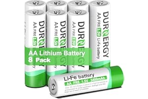 DURNERGY Lithium Batteries AA, AA Lithium Batteries 8 Pack, 1.5V Double A Battery FR6, 3400mAh Longest-Lasting