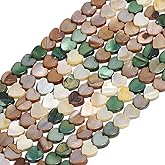 Yochus 60pcs Yellow-Green Color Heart Shaped Natural Shell Loose Beads,6mm Irregular Shellfish Beads for DIY Crafts Earring Bracelet Necklace Keychain Jewelry Making Supplies