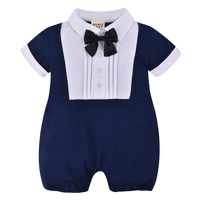 title=ZOEREA- Pagliaccetto estivo per neonati maschi, a maniche corte, 3-18 mesi blu