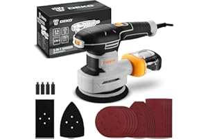 DEKOPRO 3-in-1 Orbital Sanding Machine: Mouse Sanders Sheet Sanders and Orbital Sander Corded with 15pcs Sandpapers, 6-Speed 