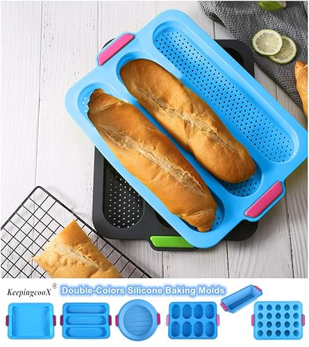 KeepingcooX Nonstick Silicone Baguette Pan French Bread Baking