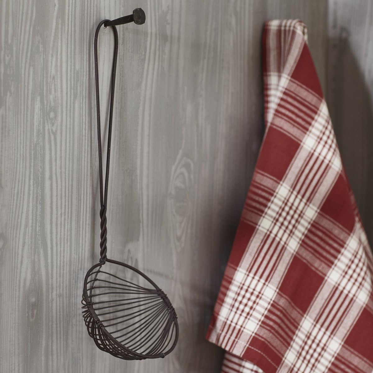 Market Street Rust Browny Vintage Wire Ladle Primitive Country Wall Decor - Country Farmhouse Primitive Home Decor Accent for Tabletop, Wall or Shelf