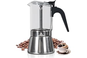 LAOION Stovetop Espresso Maker and Coffee Maker, Classic Moka Pot, Crystal Glass-top & Stainless Steel Coffee Maker Mocha Pot, Greca De Cafe, Cuban and Italian Coffee Maker for Cafetera Cubana (360ml)