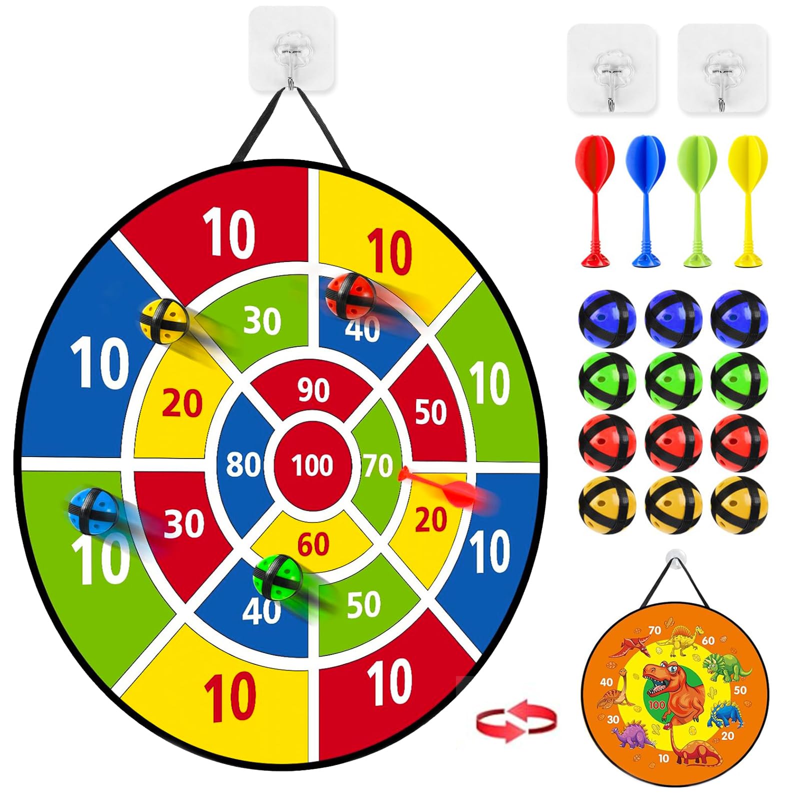 29 Inches Double Sided Kids Dart Board Set - Boys Toys Double Sided Dartboards with 20 Sticky Balls, Large 29-Inch Board,Gifts for 4 5 6 7 8 Year Old Boy Girl and Adult