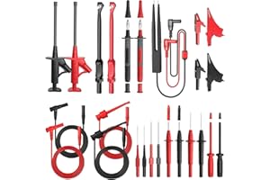 Col-Pary 25PCS Multimeter Test Leads Kit, Test Leads Set with Replaceable Alligator Clips,Wire Piercing Probes, Alligator Clips,Test Hook Clips,Test Tweezer for Digital Electrical Multimeter Testing