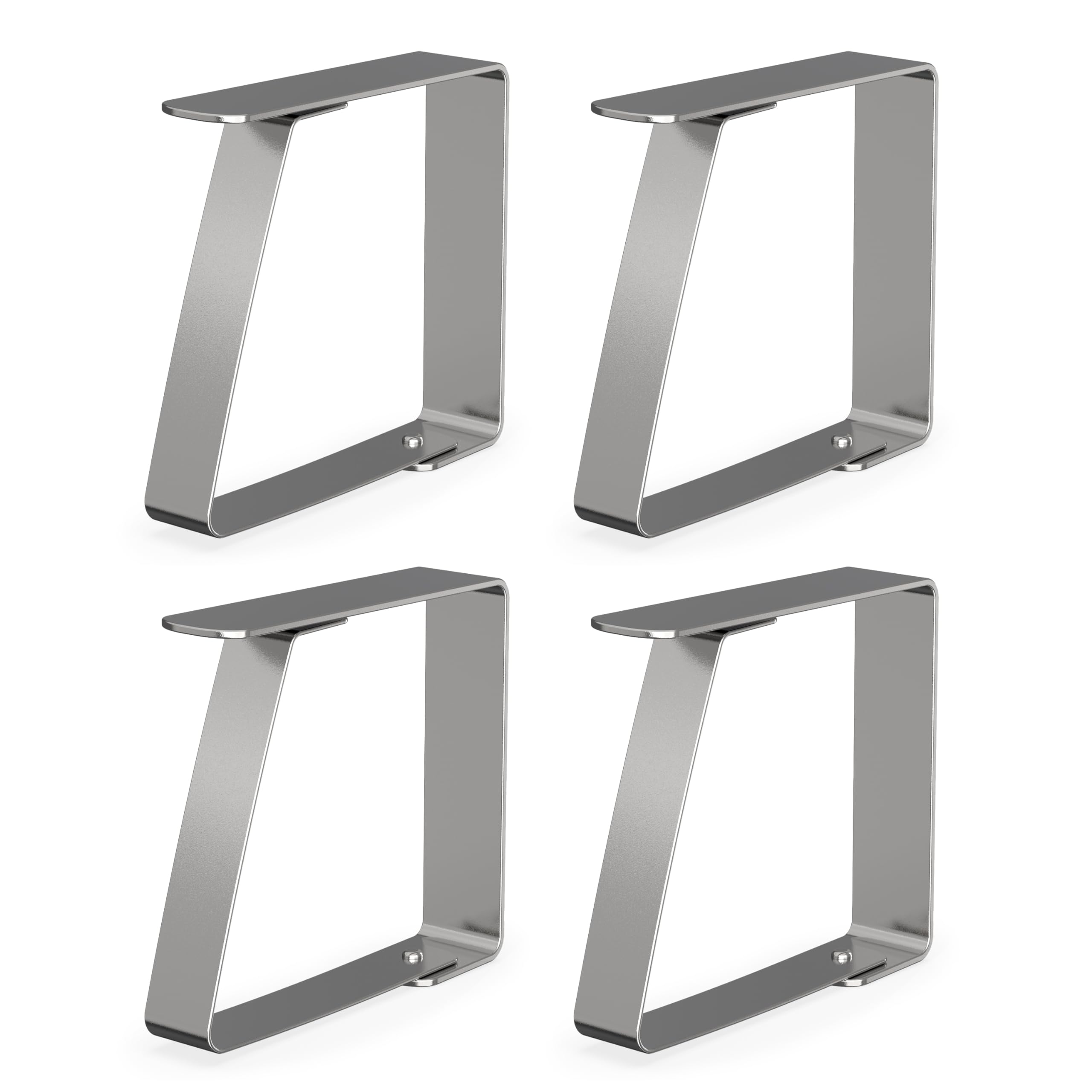 virea 4 x Tablecloth clips Silver for table thicknesses of 5 cm - - Stainless steel tablecloth clips for indoors and outdoors - - Easy-to-clean tablecloth clips - - Clips with rounded edges