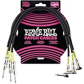 Ernie Ball Patch Cable 3-Pack, Straight/Angle, 1.5ft, Black (P06076)