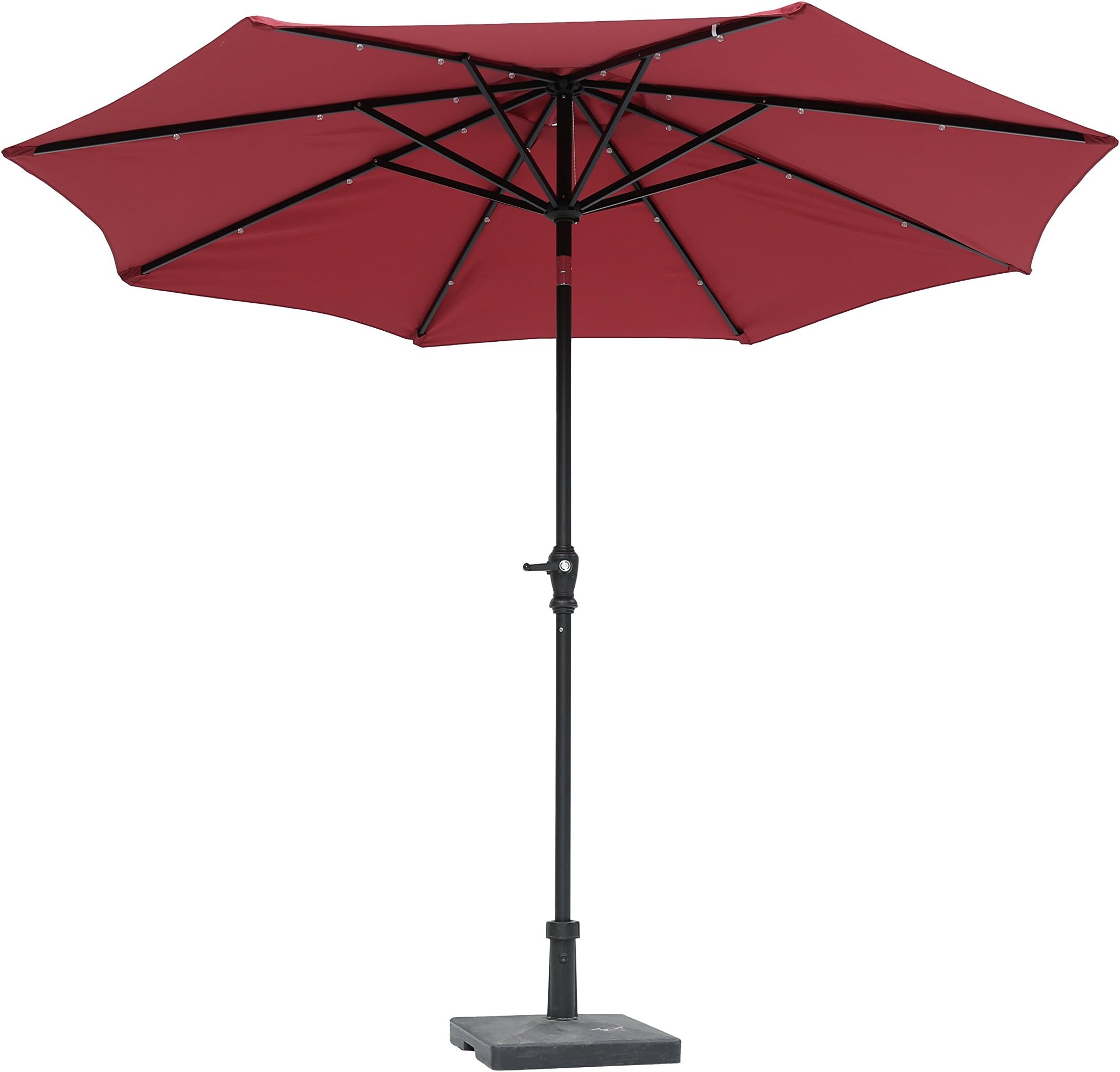 Jardin du Sud” 9 Feet Solar Powered LED Lighted Patio Umbrella with 24 LED Lights, Tilt and Crank, 220 GSM Fade Resistant Canopy – Bring Shade and Style to Your Yard