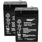 Casil 6V 4Ah Rechargeable AGM Battery, Sealed Lead Acid Replacement for Fire Alarm &amp; Burglar Alarm Systems (2-Pack)