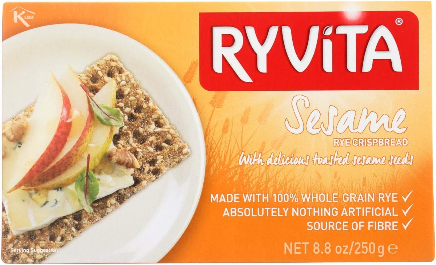 Ryvita Crisp Bread Crispbread - Sesame Rye - Case of 10 - 8.8 oz.