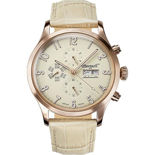 Ingersoll Damen Analog Automatik Uhr mit Leder Armband IN1416YL