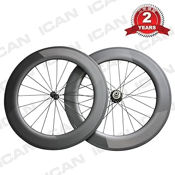 Amazon Ican アイカン 86mm深 27mm幅 軽量ディープリム チューブラーカーボンホイールセット ロードレース用 Ud マット ロゴ無し 24h 1ペア 約10g Ican ホイール