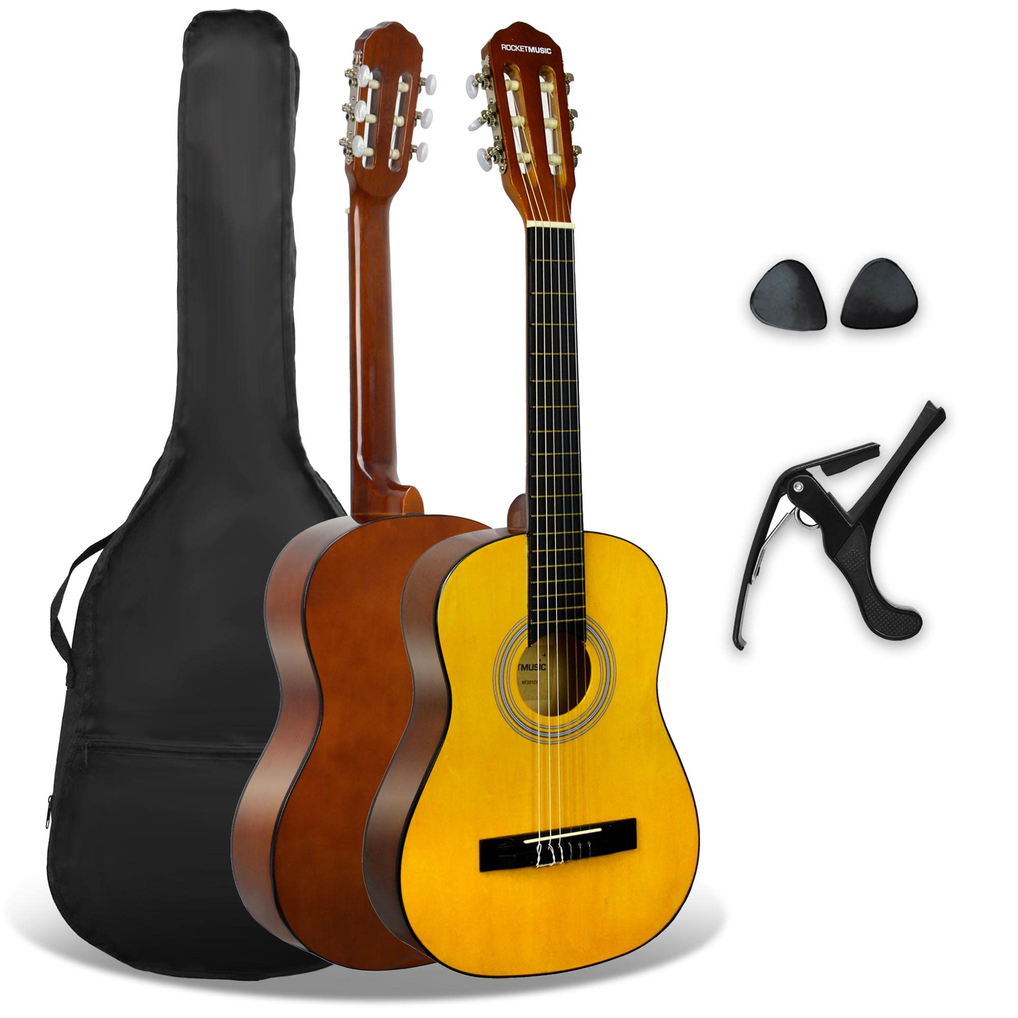 3Rd Avenue Xf Pack Guitare Classique Enfant Taille Junior 1/2 Pour Débutants, Guitare Acoustique Avec Cordes En Nylon, Housse, Capodastre Et Médiators – Naturel
