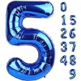 Number 5 Balloon 40 Inch for 5th Birthday Decorations, 15 25 35 50 Big Navy Blue Numbers Balloons for Wedding Party Decor